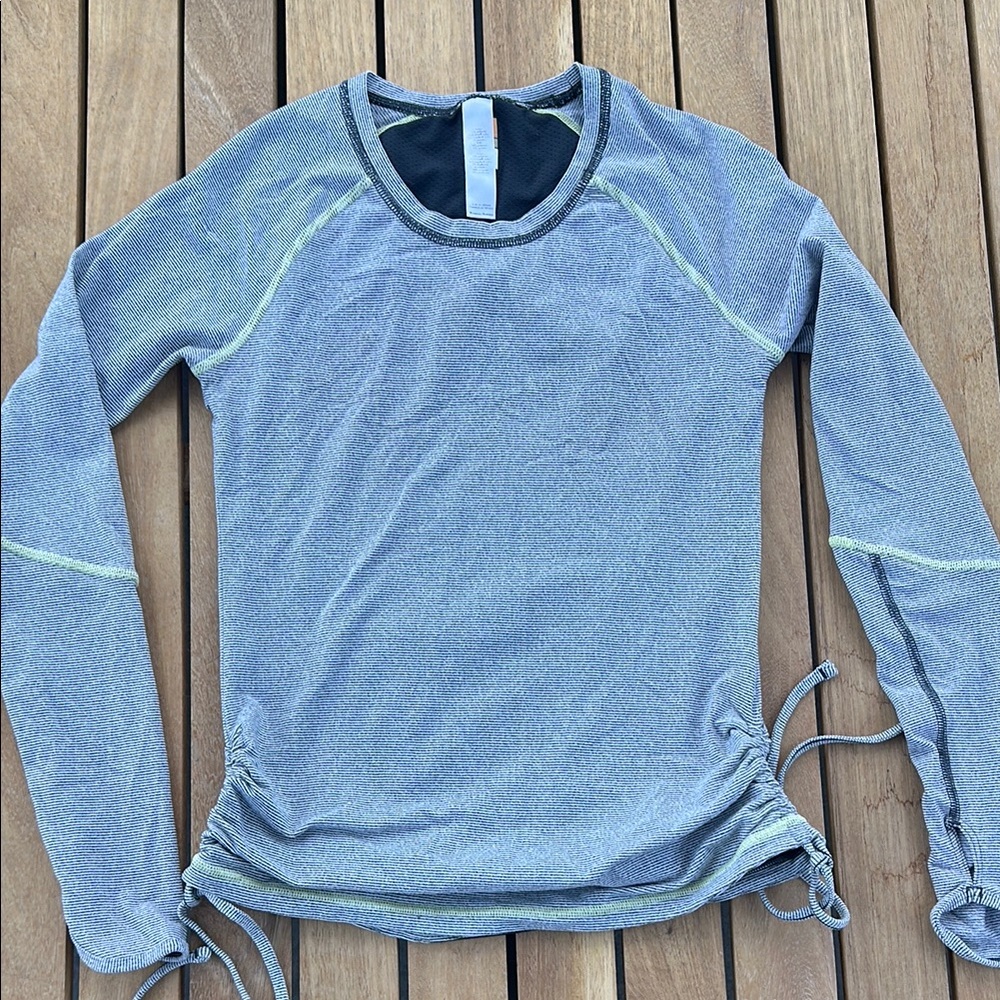 Lucy Women's Grey and white Long Sleeve Top with neon stitching